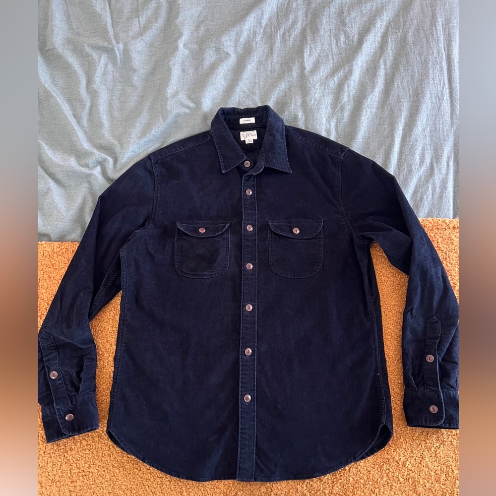 J. Crew black corduroy button up size medium